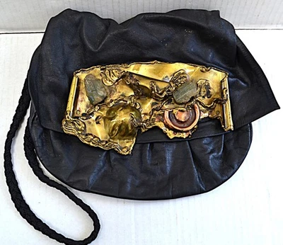 BRUTALIST 3D Metal & Quartz CARVALHU RIO COPA COLLECTION Vintage LEATHER PURSE - Image 1 of 4
