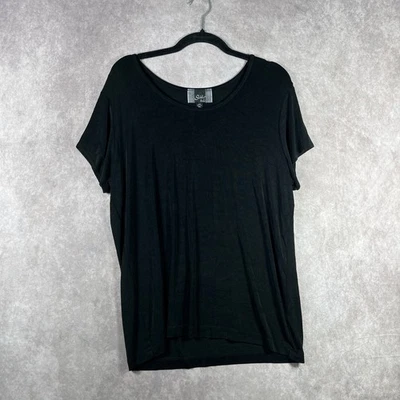 Top Slinky Brand para mujer talla XL negro tejido ajustado manga corta minimalista informal Foto 1 de 4