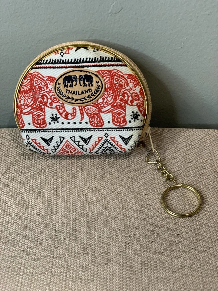 Thailand Change Purse Key Chain Elephants - Image 1 of 4