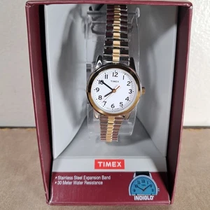Timex T2N068 Reloj Hombre Banda Expansión Dos Tonos Indiglo 30M Resistente al Agua - Imagen 1 de 4