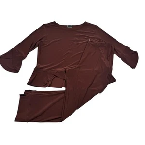 Sympli Minimalist/Artsy/Unique Brown Two Piece Pants/Top Set Women's Size 8 - Picture 1 of 14
