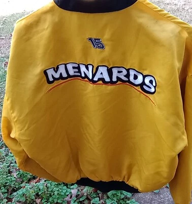 Chaqueta Stains Años 90 #15 Menards Equipo de Carrera Nylon Satinado Bombardero Para Hombre De Colección Rara XL  Foto 1 de 4