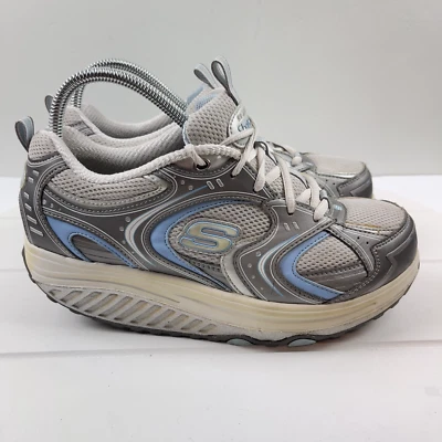 Skechers Shape Ups Zapatos Mujer Talla 9.5 Zapatilla Gris Cuero Punta Redonda SN11808 Foto 1 de 4