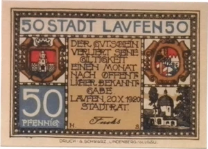 1920 Germany LAVFEN 50 Phennig Banknote / Notgeld - Bild 1 von 1