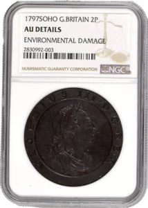 Great Britain 1797 Soho 2 Pence Coin NGC Certified AU Details Collectibles UK - Picture 1 of 6
