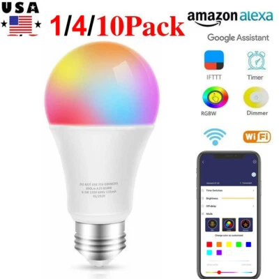 ⭐ Wifi Smart Bulb 9W E27 B22  Multi-Color LED Lamp Amazon Alexa Google App CCT - Image 1 of 4