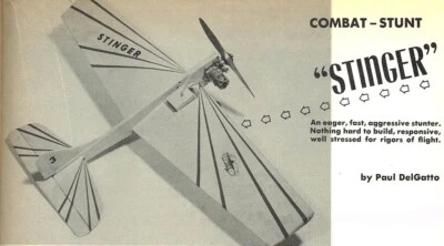 Model Airplane Plans (UC): STINGER 36" Stunt-Combat .19-.35 Engine (Whipsaw f/o) - Image 1 of 3