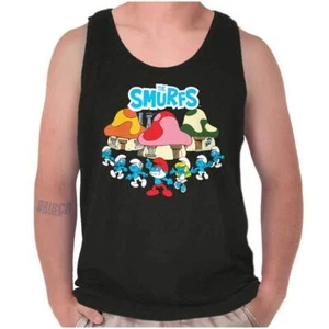 Retro The Smurfs Cartoon Mushroom Houses Tank Top T Shirts Tees Men Women - Picture 1 of 7