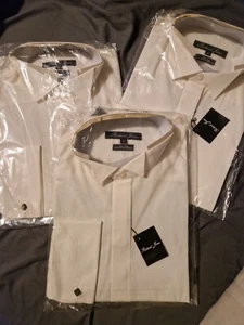 Ivory Wing Collar 15.5" Neck Oxford Dress Shirt Formal Wedding New Richard Jones - Picture 1 of 5
