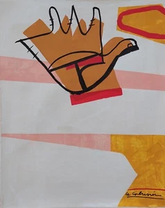 Le Corbusier Signed Modernist Oil Painting on Canvas - French Architectural Art - Picture 1 of 4