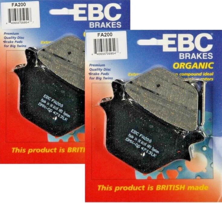 2 CONJUNTOS DE PASTILLAS DE FRENO TRASERAS EBC orgánicas Harley-Davidson Dyna Glide #FA200 Foto 1 de 1