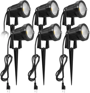 6 PCS 5W LED Landscape Light US Plug 110V 3000K Garden Spotlight IP65 Waterproof - Picture 1 of 11