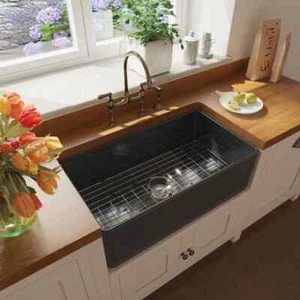 30 inch Apron Farmhouse Fireclay Single/Double Bowl Sink Matte Black HOROW - Picture 1 of 12
