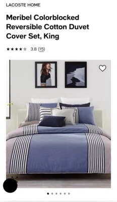 Juego de edredón Lacoste King 104”x96” nuevo azul meribel/blanco Foto 1 de 4