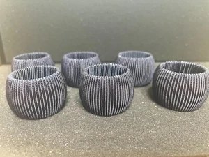 JUEGO VINTAGE DE SEIS ANILLOS PORTA SERVILLETAS CORDÓN AZUL MARINO - Imagen 1 de 6