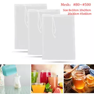 Reusable Nylon Fine Mesh Net Food Strainer Filter Bags for Tea Milk Soy Coffee - Picture 1 of 12