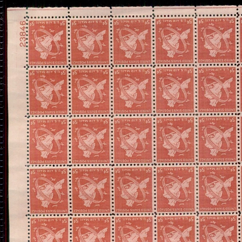 US #C38 5¢ New York City, Complete sheet of 50, og, NH, VF, partial sheet shown - Image 1 of 1