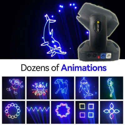 3W 5W RGB Moving Head Laser for Stage Wedding Xmas Animation ILDA Cartoon Light - Image 1 of 4