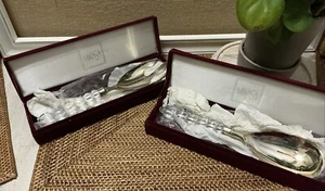 MIKASA Rousseau Serving Spoon And Fork Crystal Handle Utensils In Box - Picture 1 of 8