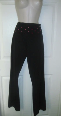 So Women's Pants Black Red Polka Dot Folding Waist Band Soft Stretch Fabric New - Image 1 of 4