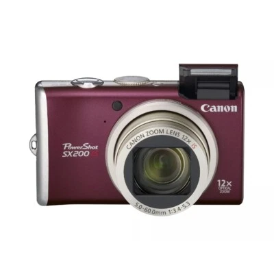 Canon PowerShot SX200 lS 12.1 Megapixel 12x Optical Zoom CCD Camera Pink 85% New - Image 1 of 4