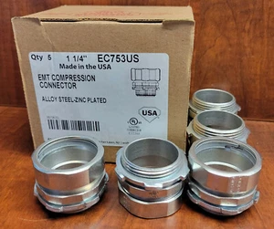 Paquete de 5 conectores de compresión American Fittings 1-1/4" EC753US EMT AmFiCo 1,25 - Imagen 1 de 5
