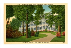 The Bascom-Louise Hotel, Highlands, NC Color Linen Postcard - Picture 1 of 2