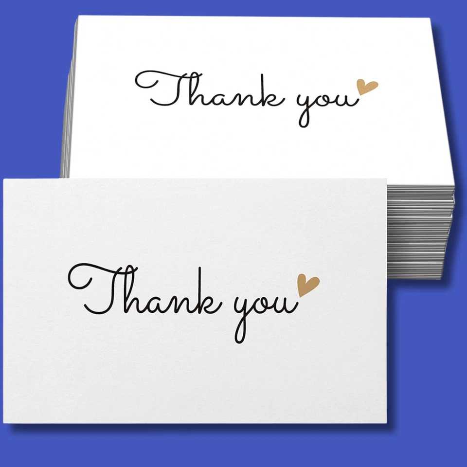 100 Pack Thank You Cards with Gold Heart Design for All Occasions, 3.5x2 Inch - Изображение 1 из 4