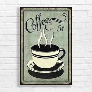 Vintage Coffee Cup Retro Kitchen Canvas Print Large Picture Wall Art - Picture 1 of 12
