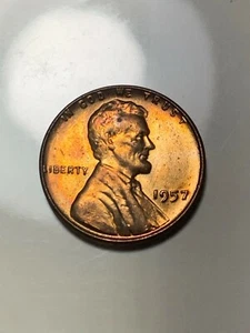 1957-P  us coins lincoln cents Brilliant Uncirculated - Picture 1 of 2