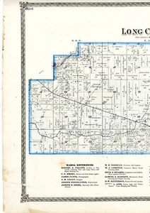 1874 Map of Long Creek & Maroa, Illinois, from Macon County atlas w/familynames - Picture 1 of 4
