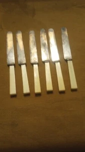 Antiguo juego de 6 cuchillos de cena Pratt Ropes Webb Co American Cutlery Circa 1850 - Imagen 1 de 11