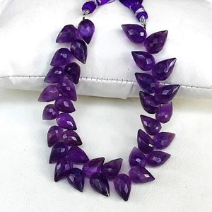 Gemas de amatista natural 10x7 a 11x7 mm cuentas facetadas en forma de brote de flores hilo de 7" - Imagen 1 de 9