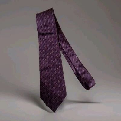Barrington 100% Silk Men's Tie  Purple Blue & Grey  Geometric AOP - Image 1 of 4