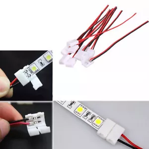 10X LED STRIP LIGHT CONNECTOR SMD 3528 2835 SINGLE 2 WIRE 8MM PCB BOARD ADAPTER - Picture 1 of 5