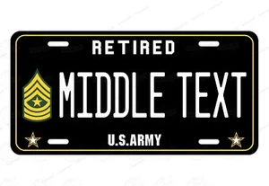 ARMY Sargent Major SGM Retired Custom License Plate Auto ATV Motorcycle bike etc - Picture 1 of 13
