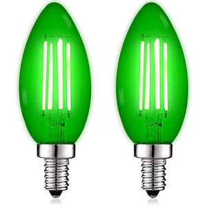 Luxrite E12 LED Filament Green Light Bulb, 4.5W=40W, UL, E12 Base 2 Pack - Picture 1 of 7