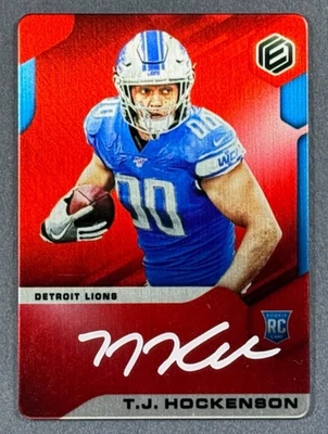 2019 Panini Elements RED /25 T.J. Hockenson cartão de metal novato controle remoto automático leões - Imagem 1 de 2