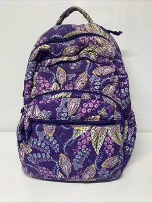 Vera Bradley Essential Mochila Grande Laptop Escuela Batik Hojas Púrpura RETIRADO Foto 1 de 4