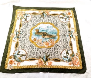 Vtg. Scarf Ducks swimming Designer style Print 33"x34" - Picture 1 of 12