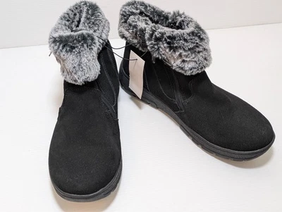 Nuevas botas de invierno Khombu Jessica para mujer negras de gamuza con cuello de piel sintética Foto 1 de 4