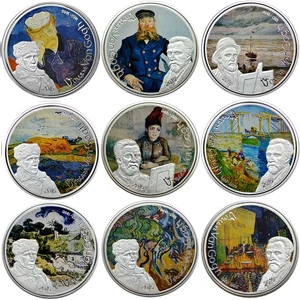 GABON 2016 Silver Plated Proof 'Van Gogh's Masterpieces' 9-Coin Collection - Picture 1 of 2