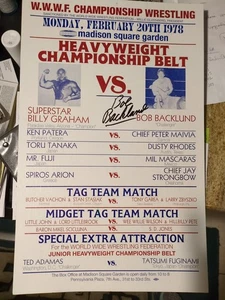 Bob Backlund signiert WWWF Madison Square Garden WWE 18X22 Replik Poster - Bild 1 von 3