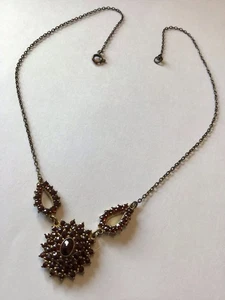 ANTIQUE VICTORIAN VERMEIL SILVER BOHEMIAN GARNET NECKLACE P20 - Picture 1 of 2