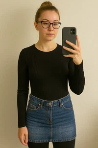 Primark Body schwarz gerippt Langarm Größe XS - Bild 1 von 8