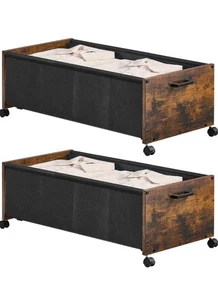 Under Bed Storage with Wheels, XXL Size, under Bed Drawers Heavy Duty, Wooden un - Picture 1 of 6