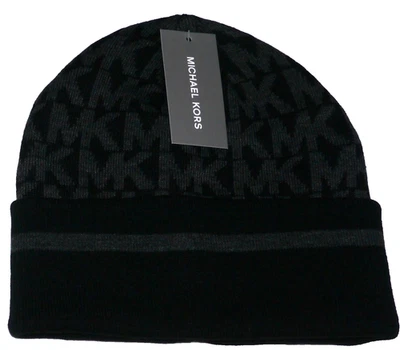 NUEVO Gorro Michael Kors Hombres Logo MK Color Negro y Gris Talla Única Precio de venta sugerido por el fabricante 58 USD Foto 1 de 4