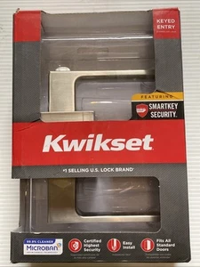 NUEVO Palanca rectangular Kwikset Singapur entrada con llave acabado níquel satinado - Imagen 1 de 4