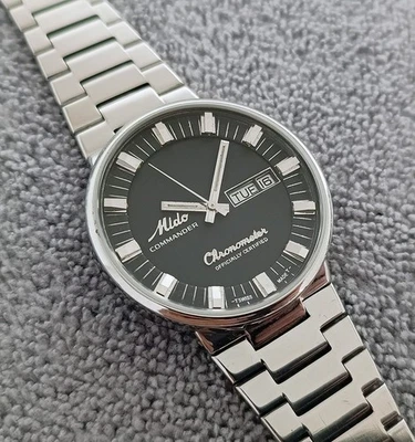 VINTAGE MIDO COMMANDER 8679 BLACK DIAL CHRONOMETER AUTOMATIC 17 JEWELS WATCH - Image 1 of 4