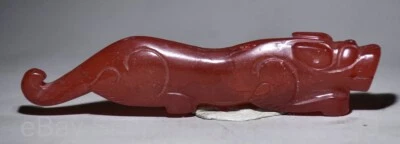 Amuleto Colgante Animal Bestia Tigre Fengshui Talla Jade Rojo Chino Antiguo 2.6" Foto 1 de 4